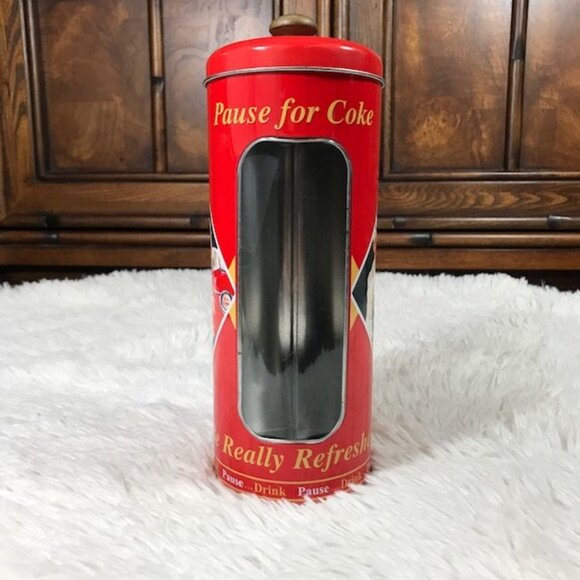 Set of 2 Vintage Coca-Cola Oval Tub + Cylinder Tin w/Knob Lid Set - Picture 7 of 14